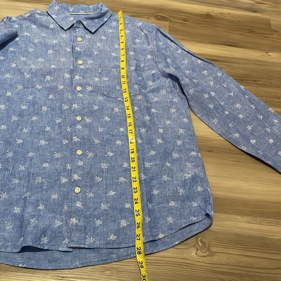 M & S Collection Men’s Linen Button Up Shirt Light Blue Palm Tree Print Size M - Picture 8 of 12
